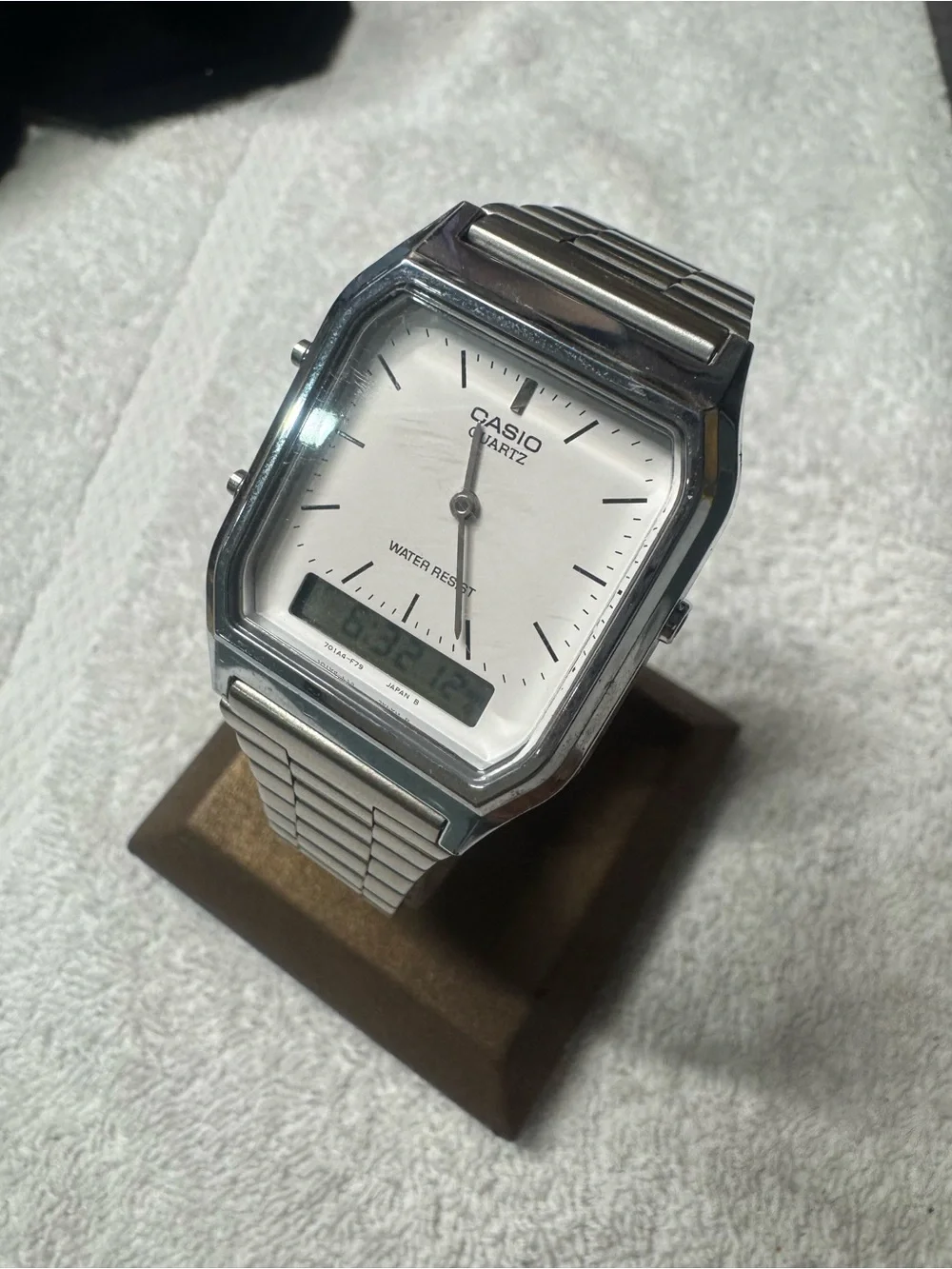 Casio Silver and White Hybrid Dial Watch
